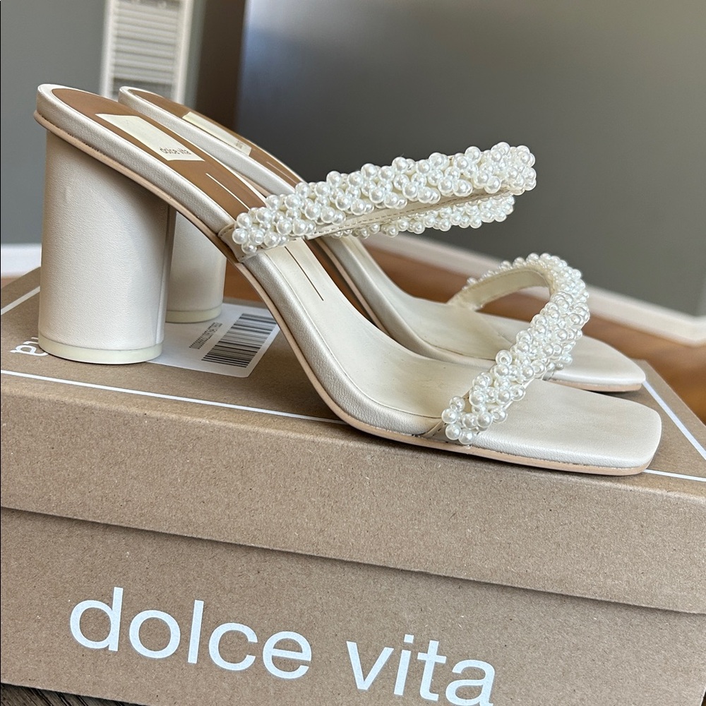 Dolce vita Noel vanilla pearls heels (wide) - Picture 8 of 11